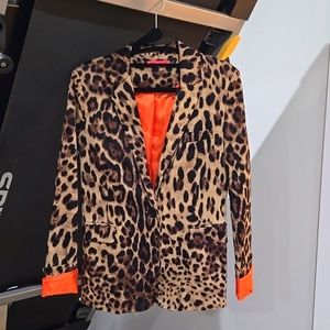 Leopard Print Blazer with Orange Accents